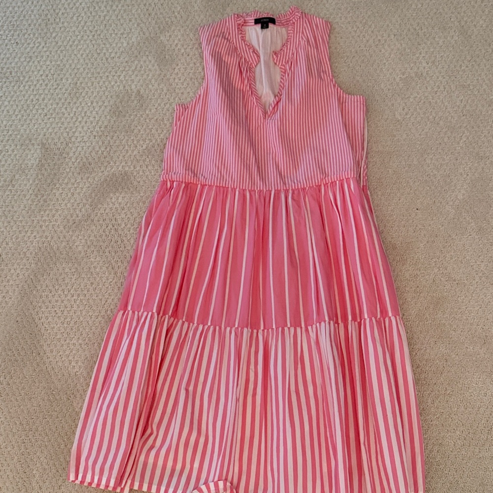 J. Crew Pink and White Striped Dress